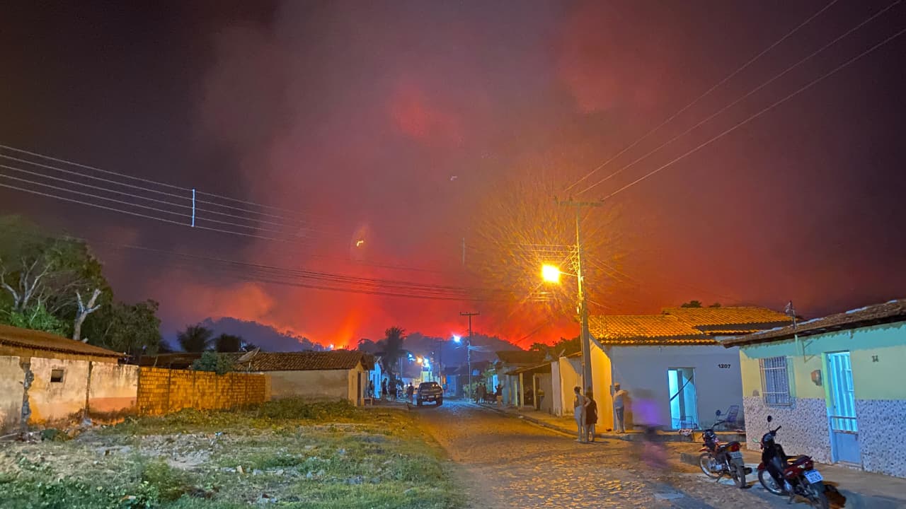 Incêndio em vegetação em Batalha avança e se aproxima de residências neste sábado