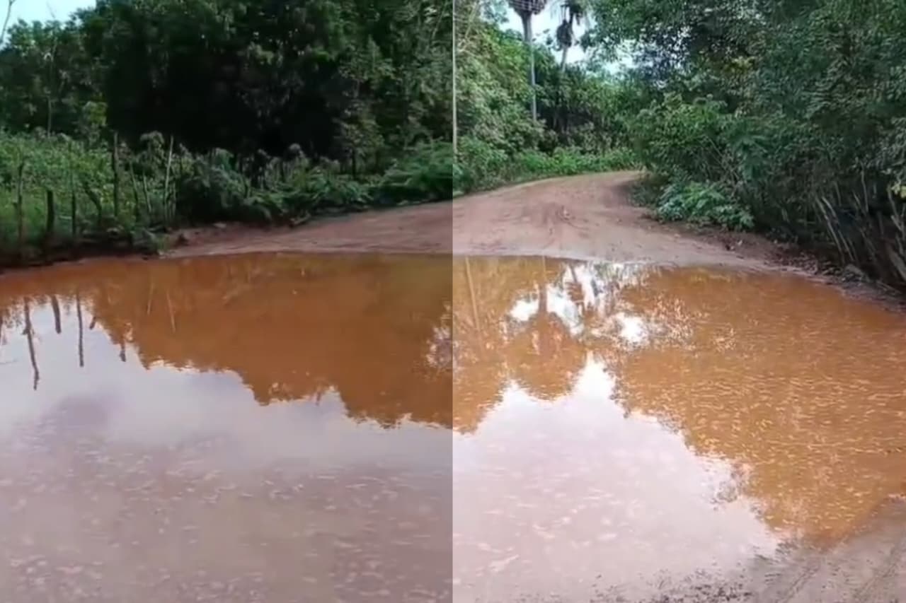 Trecho de estrada no Poção III acumula água e dificulta tráfego na zona rural