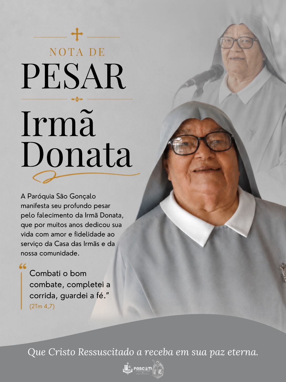 Morre irmã Donata, religiosa que dedicou anos de missão e serviço em Batalha